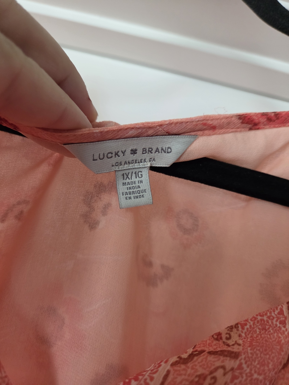 Lucky Brand Coral-Peach Floral Peasant Top - Picture 4 of 7